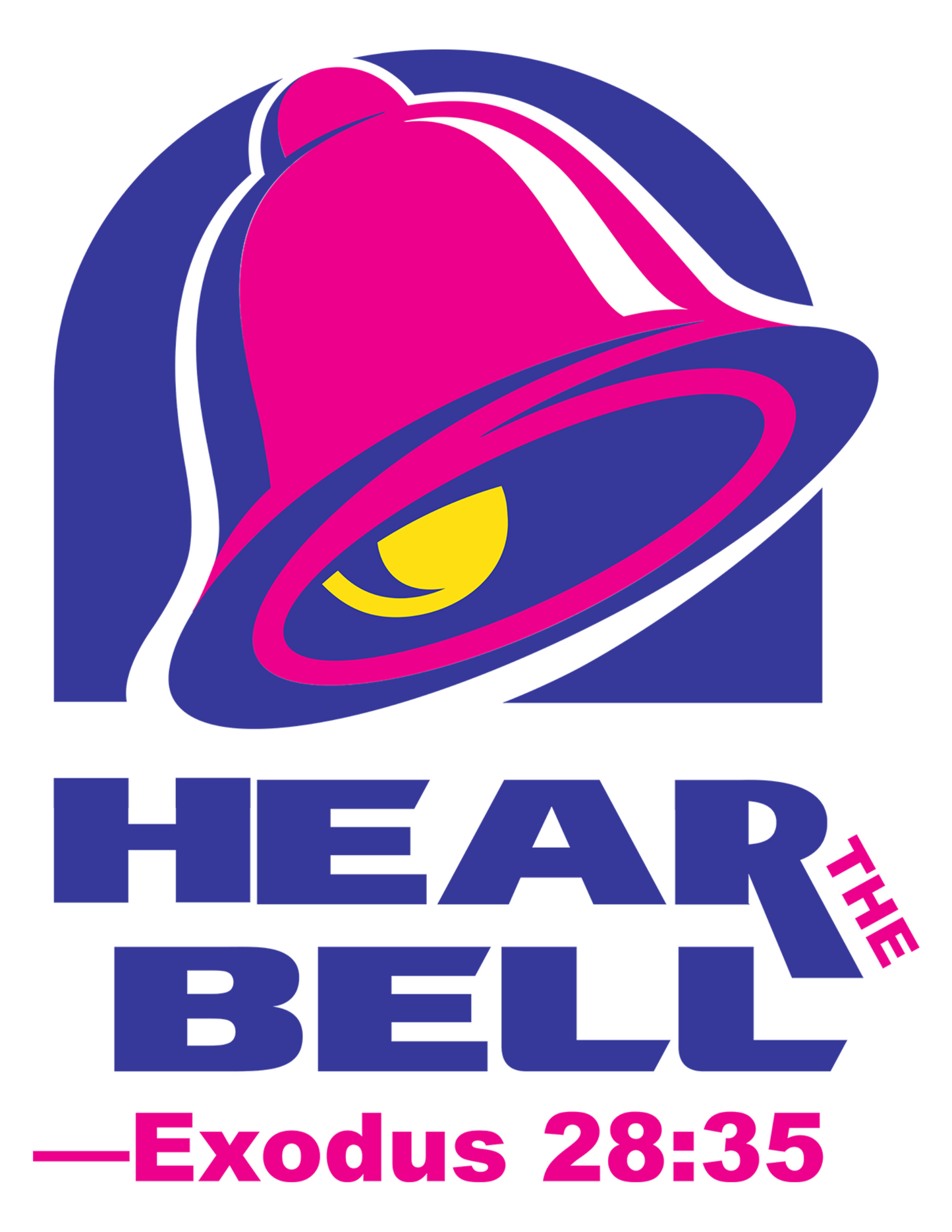 Blue and pinkish red image and text