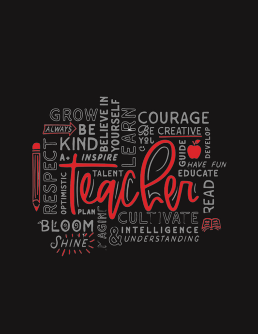 Dark grey and red text on dark background.