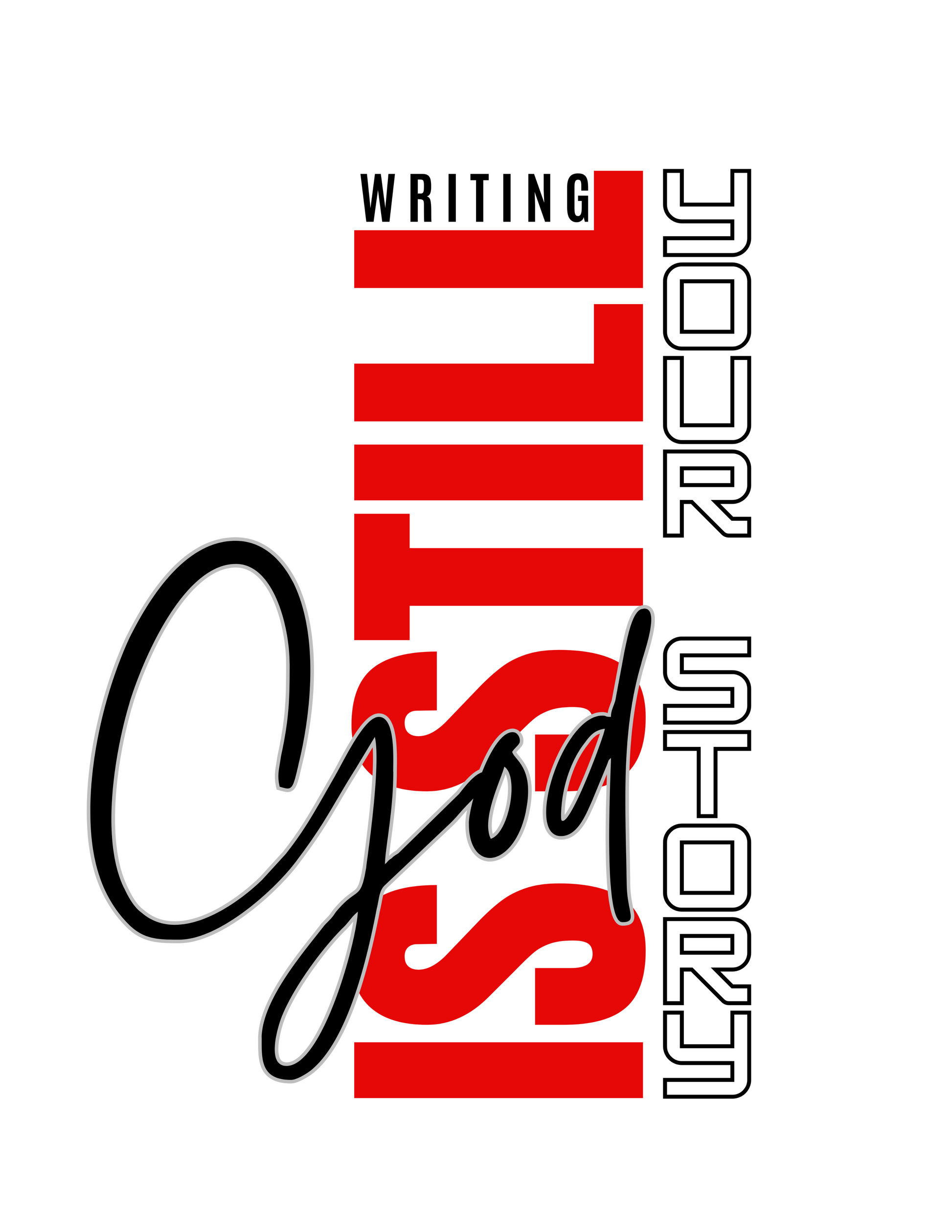 Black, red and white text